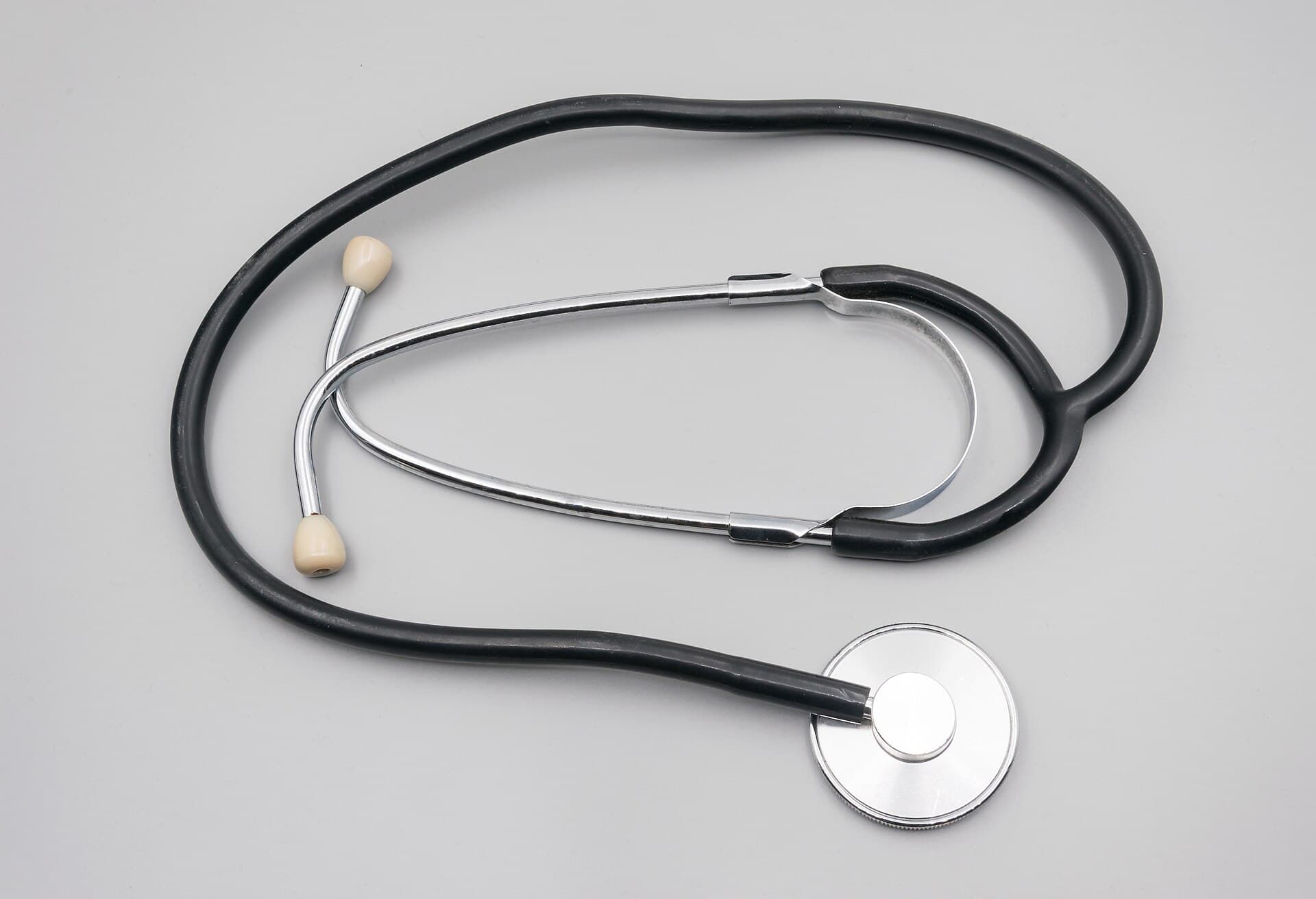 Close-up of a stethoscope on a clinical surface