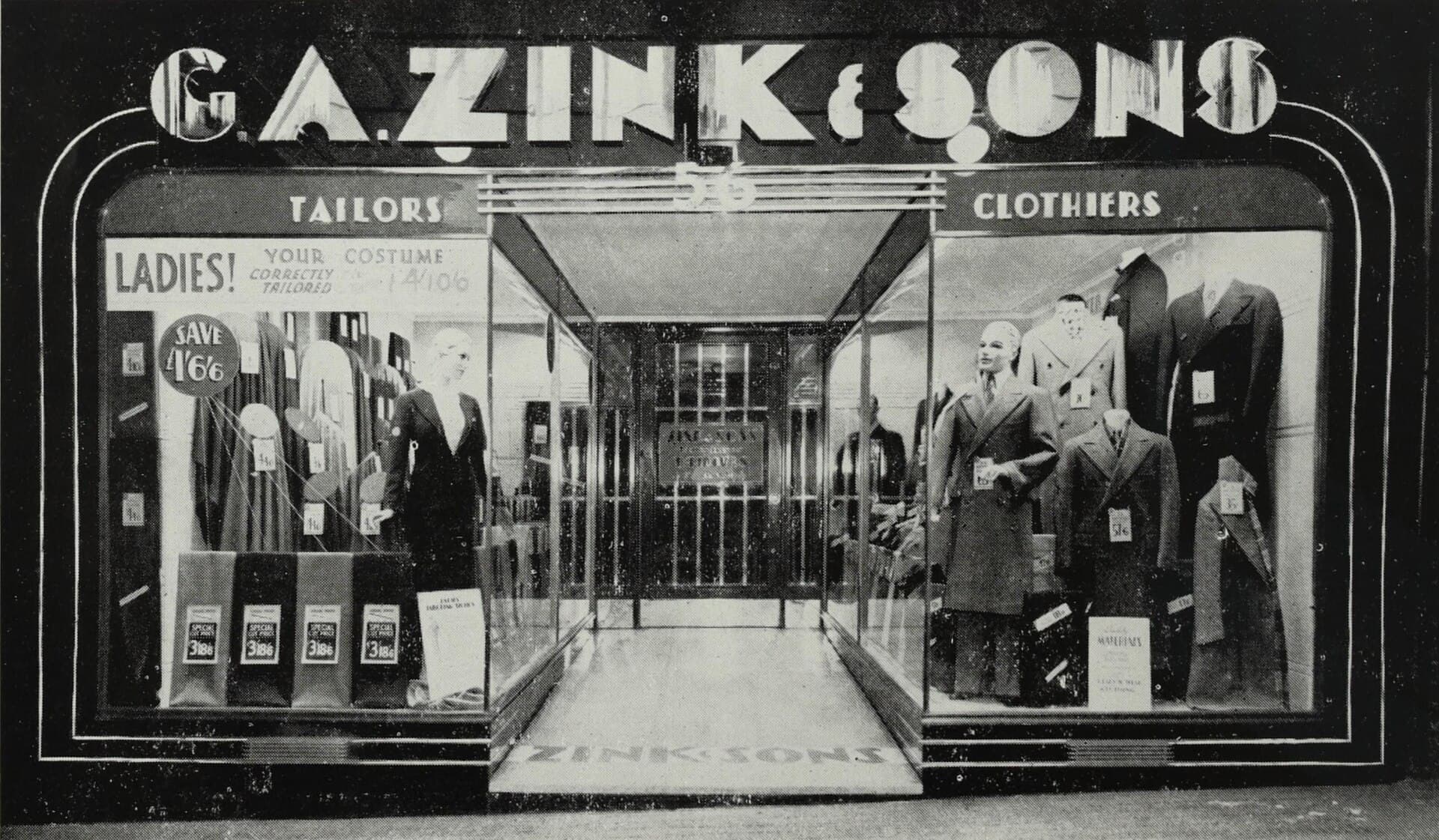 Historic G.A. Zink and Sons shopfront on Oxford Street, Darlinghurst, Sydney, 1938